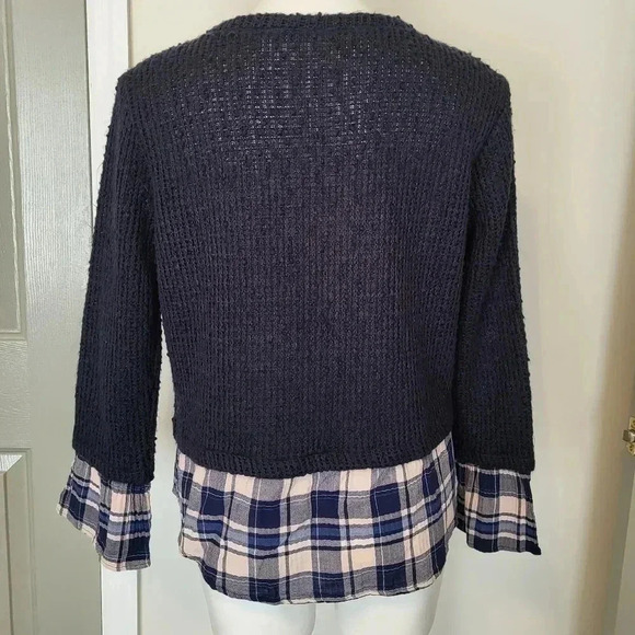 Maude Vivante Rachel Sweater with Plaid Overlay Mixed Media(L) - Picture 5 of 9